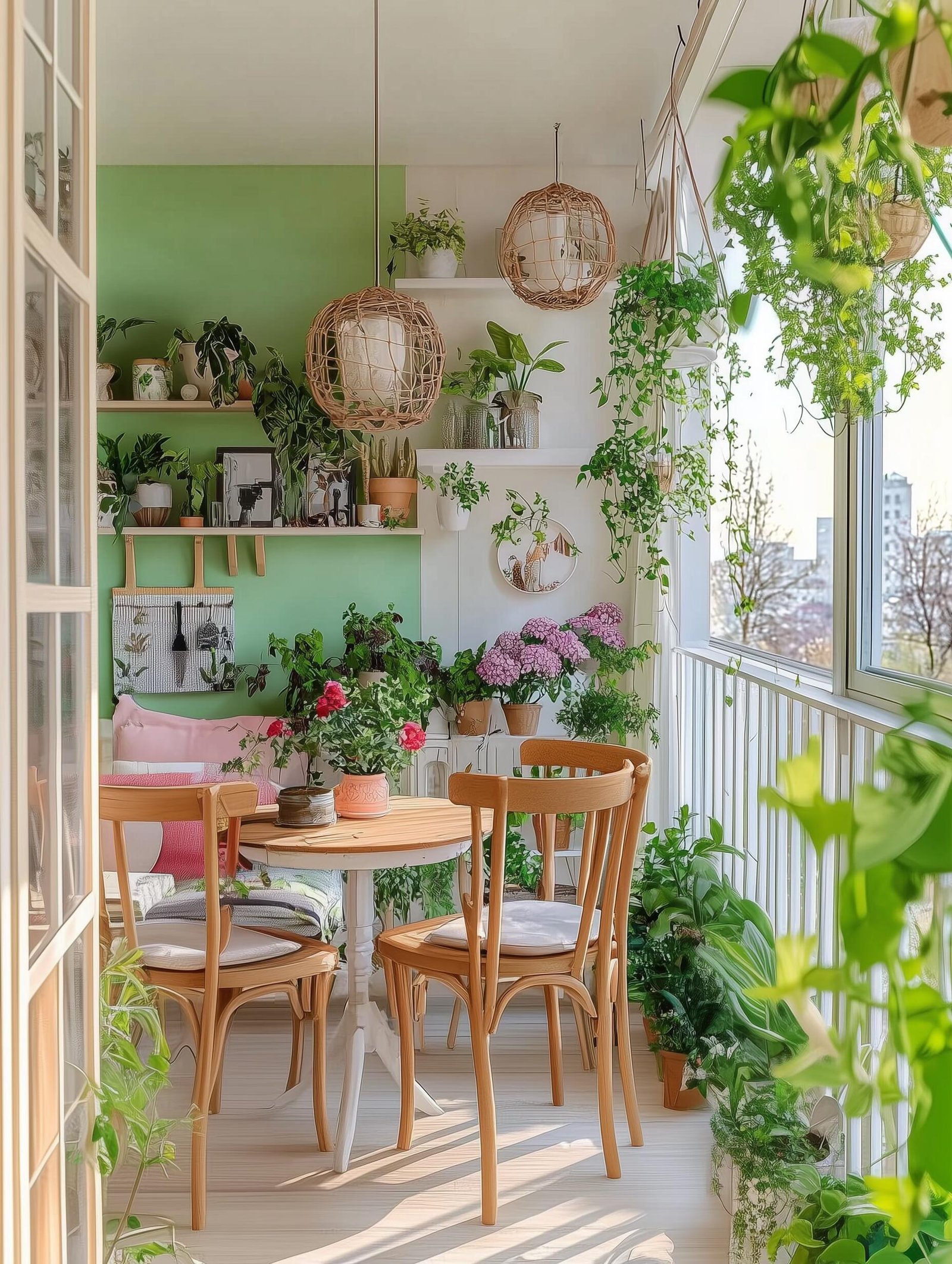 Budget-friendly balcony reading spot with lush greenery