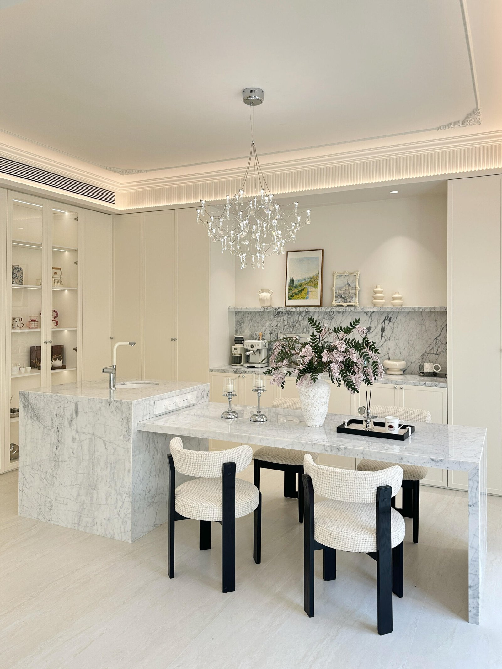 Bright dining room featuring a Modern Dining Table for 4 and large windows