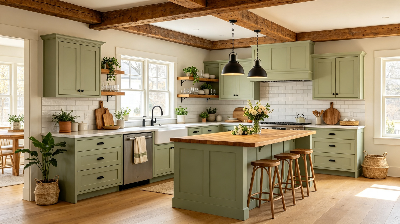 Sage Green Modern Farmhouse Kitchen Cabinets: Timeless Design Ideas