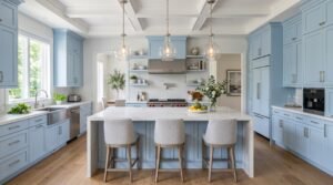 luxury kitchen pastel blue cabinets 202608030859