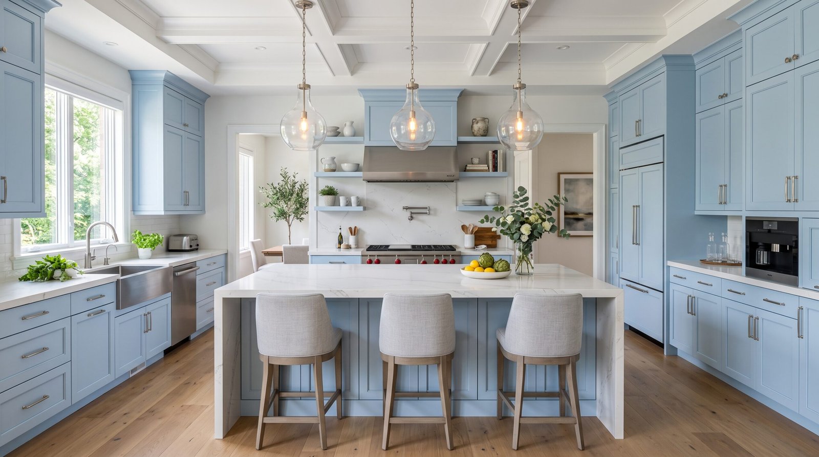 luxury kitchen pastel blue cabinets 202608030859