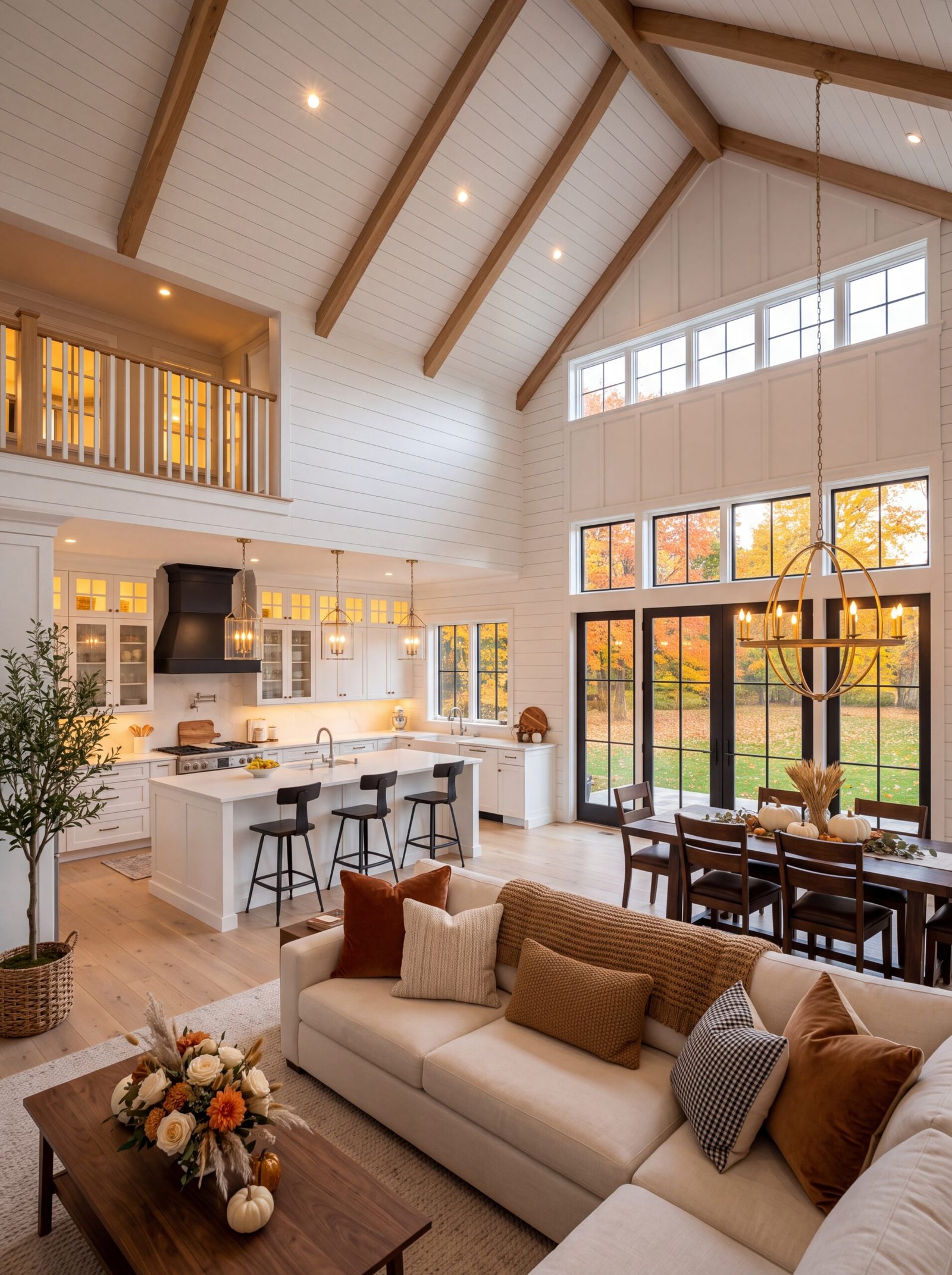 farmhouse great room leather sofa