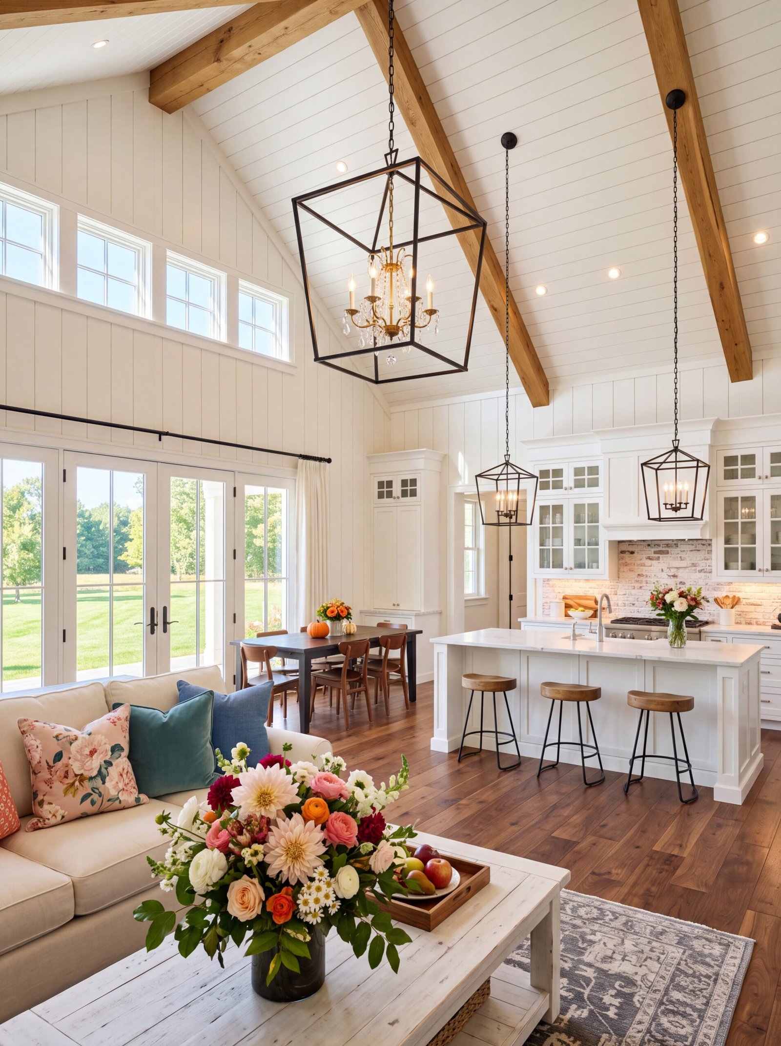 farmhouse living room lantern chandelier